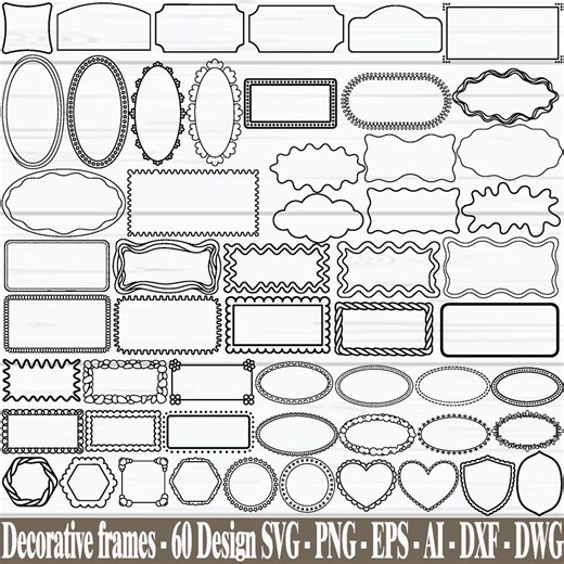 Decorative Frame SVG, Rectangle Frame Svg, Vintage Frames Svg, Oval Frame Svg, Vintage Label Borders, Frame Cut File, Digital Download - Etsy