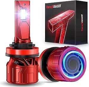 Torchbeam H11/H8/H9 Led Lights, 36000LM H11 Bulbs with 360° Adjustable Ring, Cooling Fan and U-Shape Cooling Tube, 6500K White, 3 Mins Installation, Pack of 2