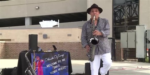 Sax music at Evergy Plaza
