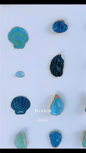 Harbor Blues ✨ dover-designs.com now live #shellart #originalart #coastaldecor #interiordesigninspiration