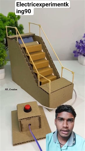 Cardboard Escalator Working Model 😲 | DC Motor Science Project 🔥#dcmotor #jugad #tech #shorts