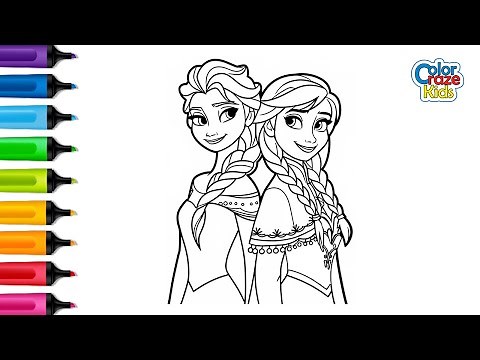 Frozen Sisters Elsa and Anna Drawing and Coloring | Fun Art for Kids