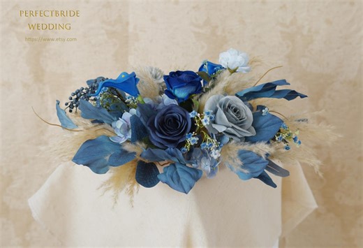 Navy Blue Flower Bohemian Wedding Centerpieces,table Flowers With Silk Flower,artificial Flower Swag Backdrop - Etsy