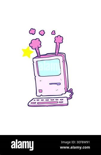 twinkling stars effect animation of cartoon of an old computer Stock Video Footage - Alamy
