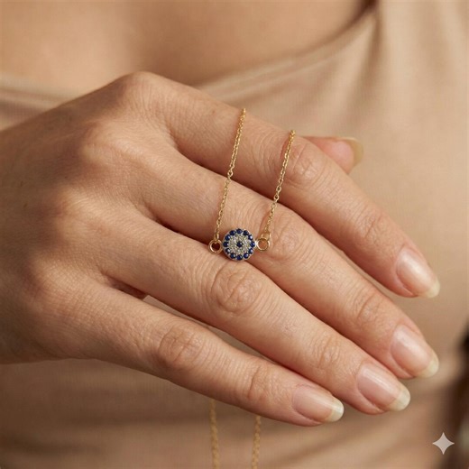 Evil Eye Necklace With Blue Evil Eye Stone , Evil Eye Talisman Jewellery Gift for Mom Wife Girlfriend Mama Tiny Initial Valentine's Day Gift - Etsy