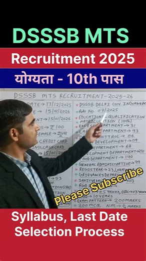 DSSSB mts recruitment full details in hindi | dsssb mts recruitment 2025, dsssb mts new vacancy 2025