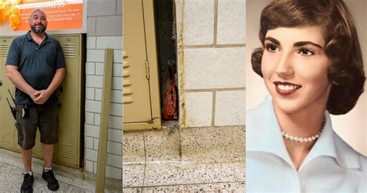 Purse lost in 1957 found behind school locker