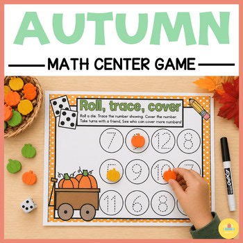 Fall Math Centers Kindergarten | Roll & Cover Number Recognition Game