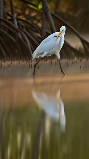 Great Egret Hunting at Wetland Reserve #birdlovers #egret #wetlands