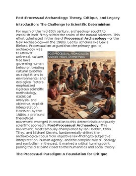 Post-Processual in Archaeology Worksheet Classwork, Homework or Sub Plans