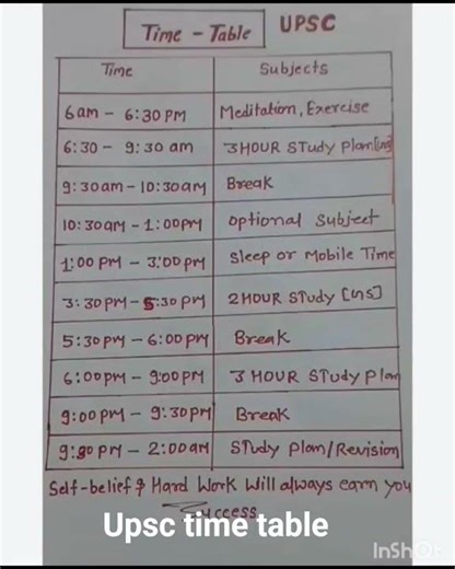 Topper 's time table @topper upsc time table/most viral time table