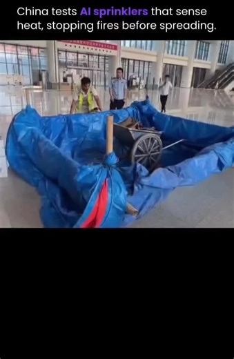 Intellarity on Instagram: "China is rethinking fire safety, and AI is becoming a central part of that shift. In a controlled test, researchers ignited a fire inside a large building. Within seconds, AI-powered sprinkler systems detected the heat signature, identified the source of the flames, and deployed a targeted burst of water, extinguishing the fire almost immediately. Unlike traditional sprinklers that activate broadly, this system responds with precision, focusing only where the danger ex