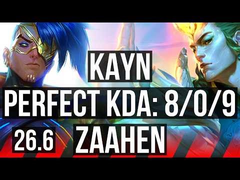 KAYN vs ZAAHEN (TOP) | Perfect KDA: 8/0/9, 45K damage | EUW Master | 26.6
