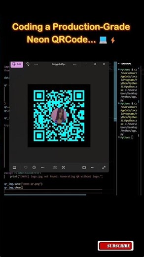 Coding a Neon QRCode in Python! 🌈🤖 #shorts #python #QRCode #cleancode #viral #vscode