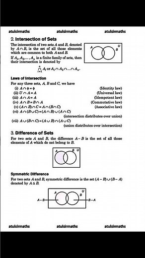 sets | relations-functions class 11 revision notes #maths #sets