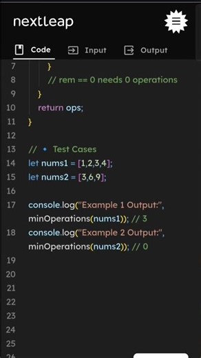 Minimum Operations to Make Array Divisible by 3 | JavaScript Coding Interview Problem | LeetCode