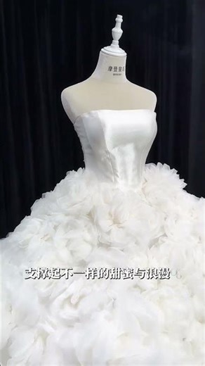 Strapless Satin Floral Hem White Moonlight Wedding Dress