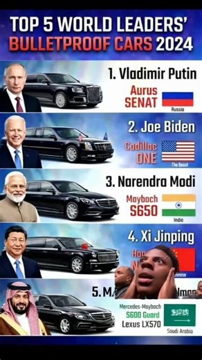 Top 5 World Leaders & Their Bulletproof Cars 🚗🛡️#shorts