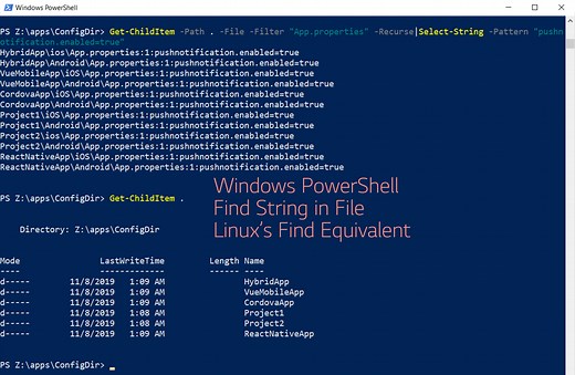 Powershell Find String in file - How to use windows find command