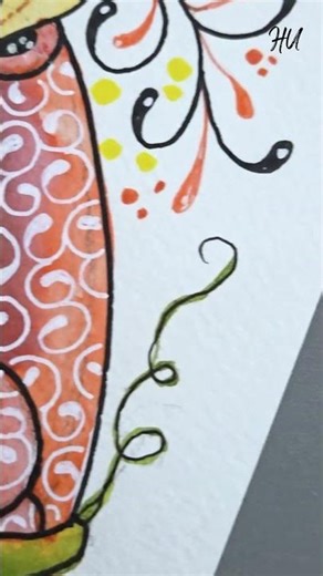 Abstract Watercolor Pumpkin Zentangle 🎃