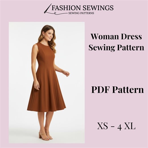 Woman Dress Sewing Pattern, Linen Dress Pattern XS-4XL (PDF Pattern) - Etsy