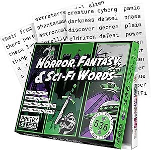 Amazon.com: Poetry Tiles – Horror, Fantasy, SciFi Themed Word Magnets for Fridge – 536 Magnetic Words for Refrigerator Poems and Stories – Geek Gift Kit – Spooky Gifts for Kids and Adults : Home & Kitchen