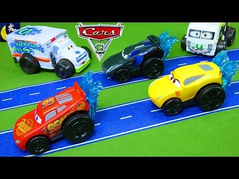 Splash Racers Disney Cars 3 Toys Jackson Storm Lightning McQueen Cruz Ramirez Pool Water Toys Video!
