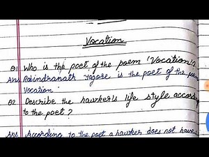 Vocation poem QUESTIONS ANSWERS class 6th Ncert English