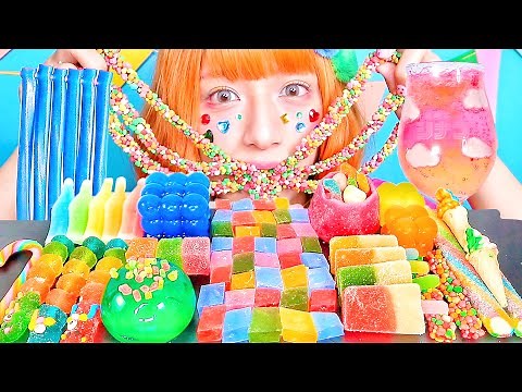 【ASMR】カラフル琥珀糖を食べる❤️💛💚💙💜