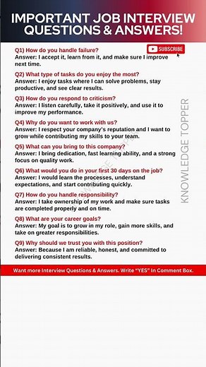 9 Most Important Job Interview Questions and Answers