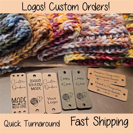 Custom Faux Leather Fold Over Tags: Crochet, Knit, Logo (0.75" X 2.75") - Etsy