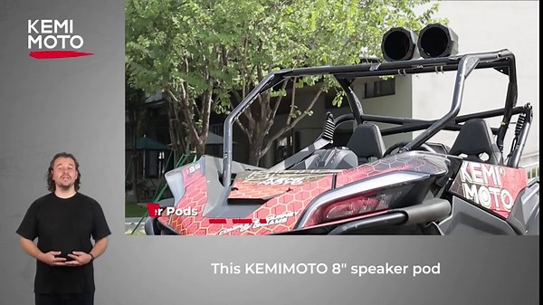 kemimoto 8-Inch Speaker Pod Enclosure for All 1.5/in to 2/in Roll Bar Pairs of Universal 8/in Speaker Cage Pods Compatible with UTVs Polaris RZR Ranger Can-Am Maverick X3 Yamaha Kawasaki, Boats