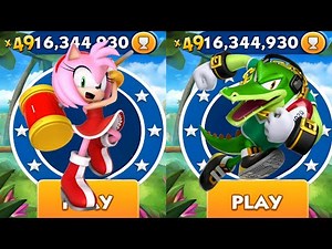Sonic Dash - Amy vs Vector - All Characters Unlocked - Gameplay