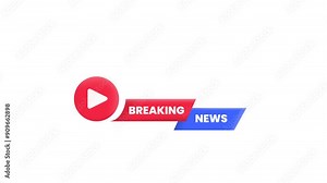 Breaking News banner with a play button icon, perfect for live updates and urgent announcements 4k animation alpha channel