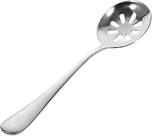 Kichvoe Stainless Steel Slotted Serving Spoon 7.79 Inch Perforated Draining Spoon for Food Separation and Liquid Straining Ideal for Kitchen Cooking Dining and Restaurant Use
