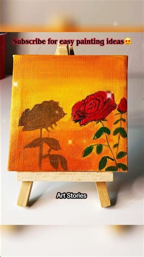 Easy Rose Painting on Mini Canvas | Simple Acrylic Art for Beginners