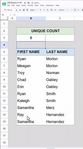 Count Unique Values in Google Sheets