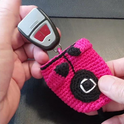 Squid Game Crochet Covers – Handmade Key Fob, Remote & Key Accessories