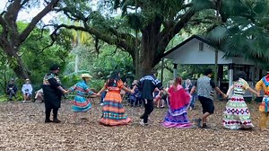 Seminole Stomp Dance during today’s Tribal Culture Day at Flamingo Gardens. | Flamingo Gardens