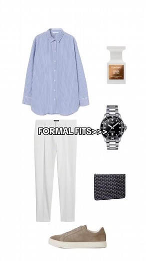 Semi Formal Outfit Ideas for Men: Korean Blue Stripe Long Sleeve Shirt