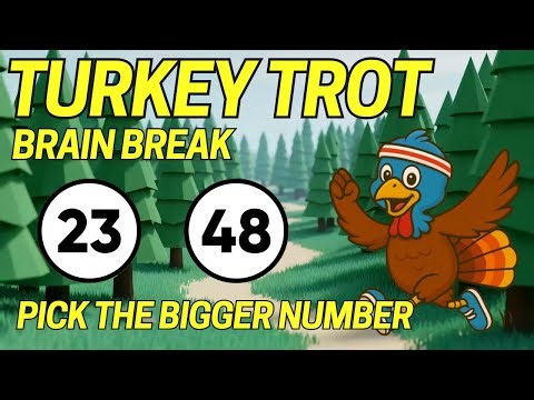 Turkey Trot Brain Break | Run & Compare 2-Digit Numbers | K–1 Math Movement Activity