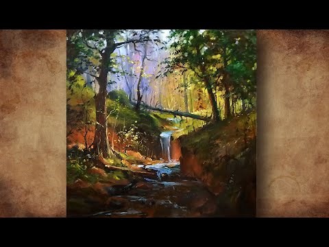 Forest Stream Painting. How to Paint FOREST LANDSCAPE. Oil Painting