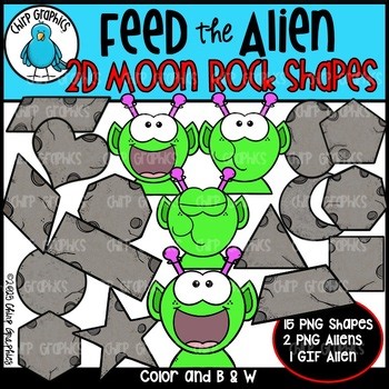 Feed the Alien 2D Moon Rock Shapes Clip Art Set
