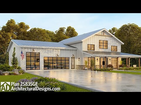 Modern Farmhouse Barndominium Walkthrough Tour - House Plan 25835GE | Architectural Designs