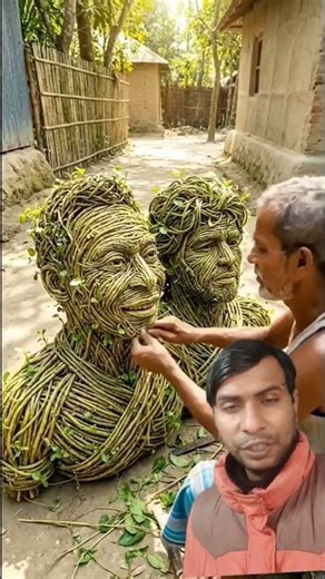 Grandpa made Pele and Maradona stepby step using vine leaves #artandcraft#artwork #pele#maradona