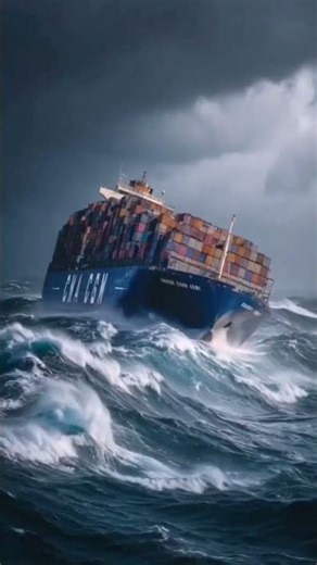 MASSIVE Container Ship Battles HEAVY WEATHER at SEA! #ship #lifeatsea
