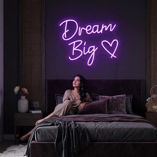 Dream Big LED Neon Light Sign | Motivational Quote Neon Decor | Aesthetic Room Decor | Quote Neon Sign | LED Neon Sign - Etsy