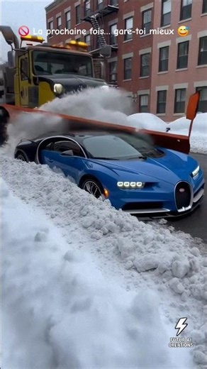 When the snowplow also clears supercars 😭🚜 #bugatti #snow