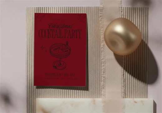 Editable Christmas Cocktail Party Invitation & Menu | Red Holiday Party Template | Printable 5x7 Canva Invite - Etsy