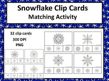 Snowflakes clip cards/ Picture to picture match/32 clip cards for Spec. Ed. & K